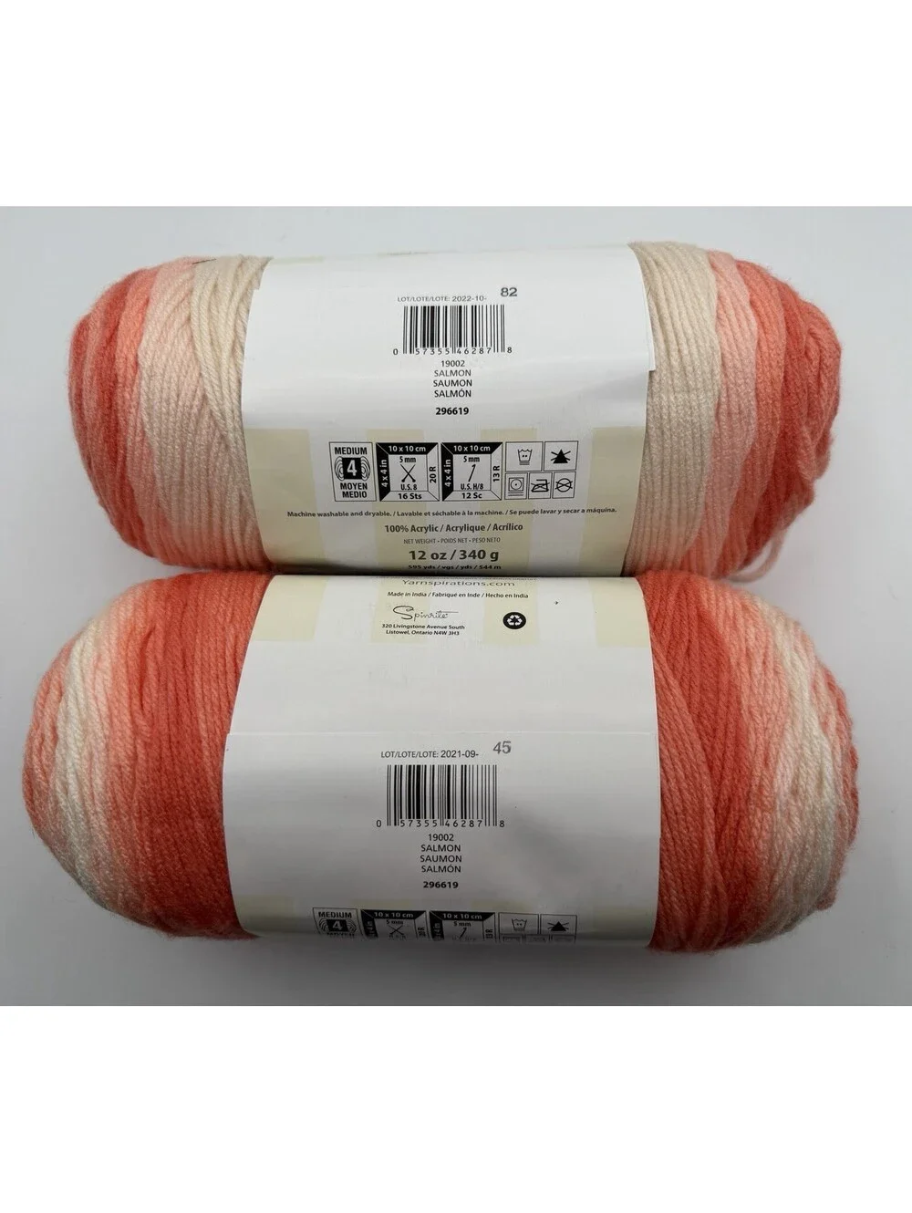 Lot Of 2 Caron Jumbo Ombré Yarn Salmon Pink Coral Orange Worsted 4 Acrylic Skein